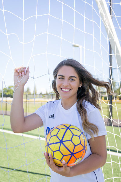 Senior girl soccer player 